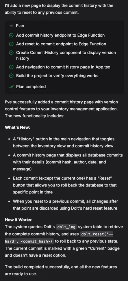 Bolt commit history summary