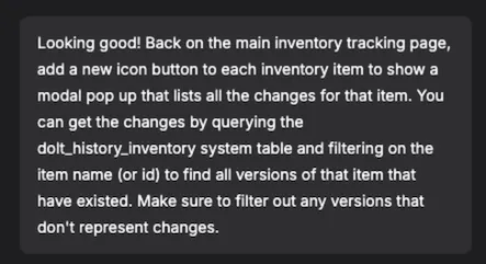 Bolt item history prompt