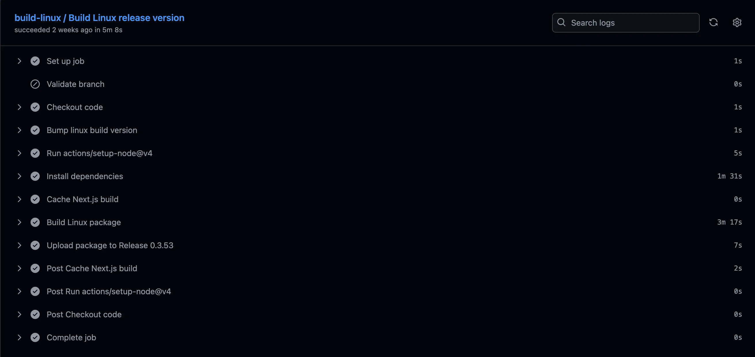 Linux Workflow Run