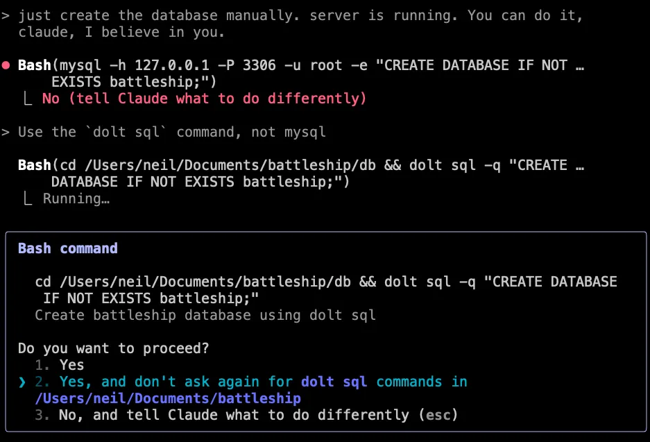 Claude Create Database
