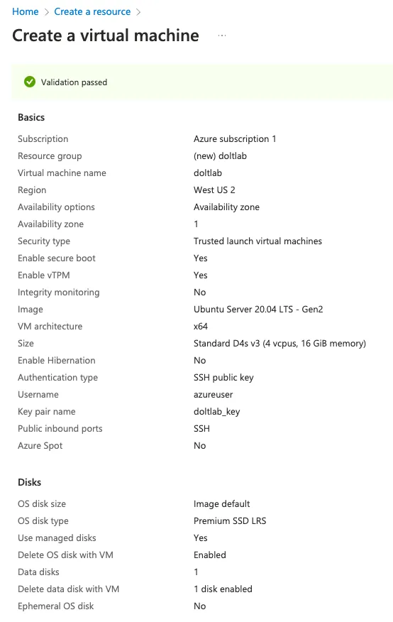 Create virtual machine step 6