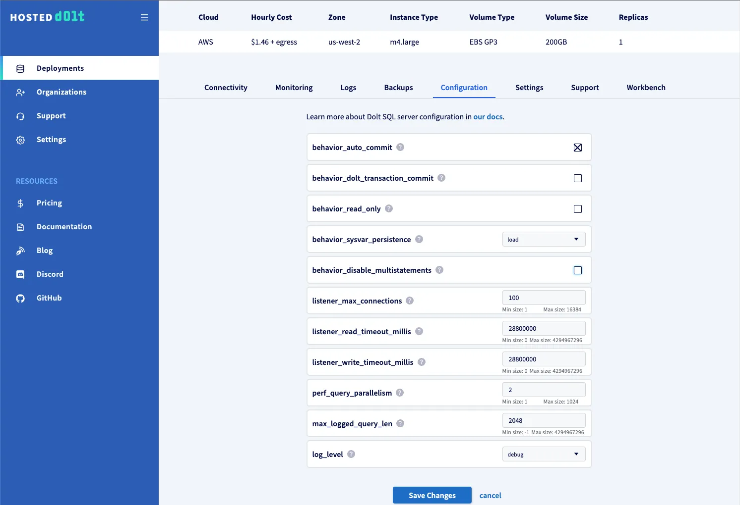Hosted Deployment Configuration