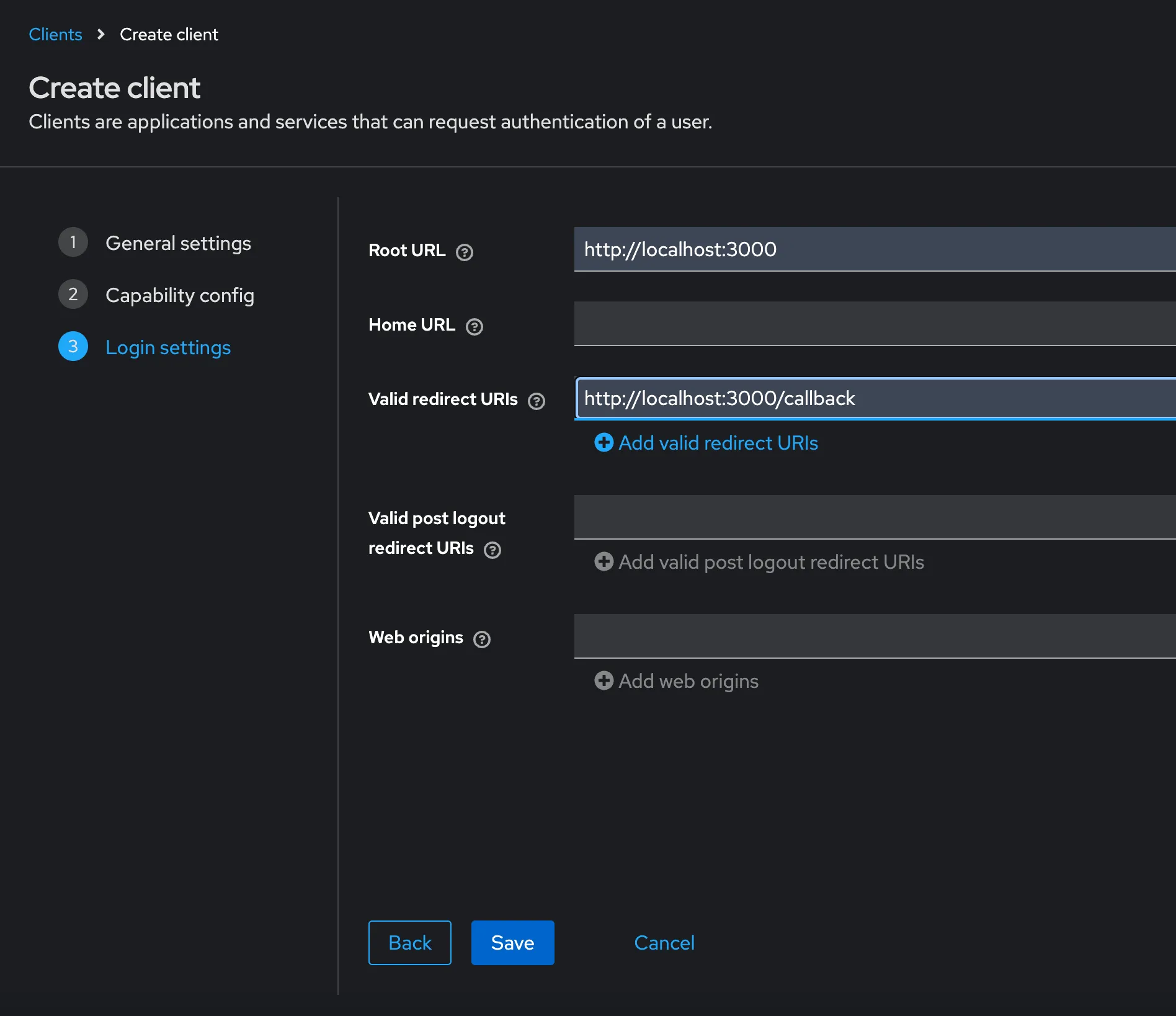 Keycloak create client 3