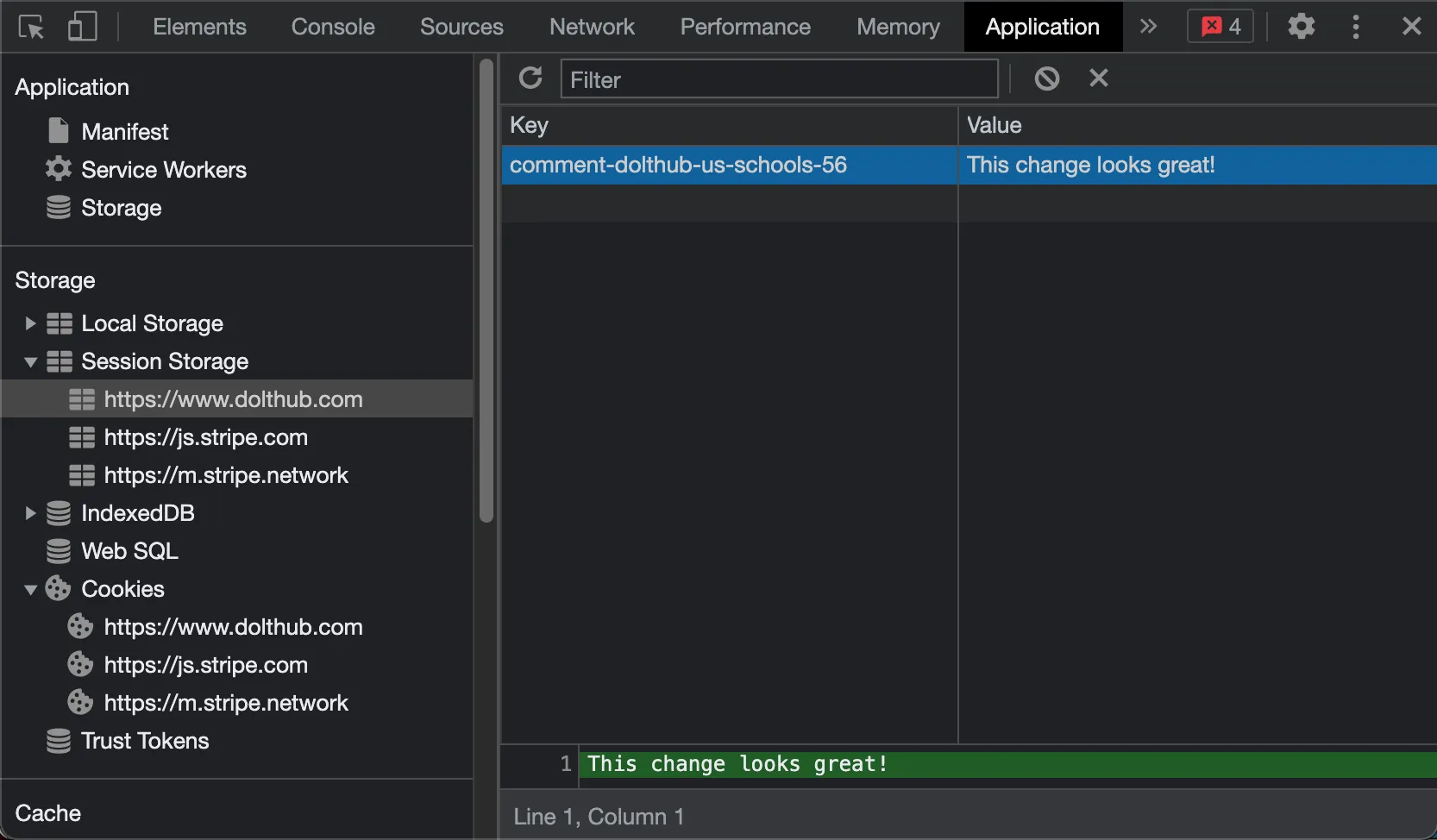 Session storage comment