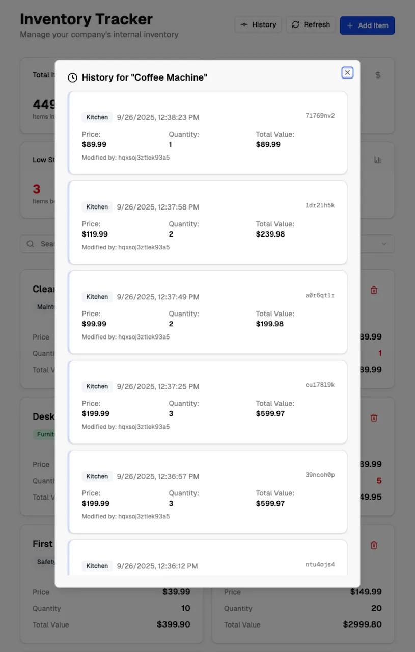 v0.app: Add item history prompt