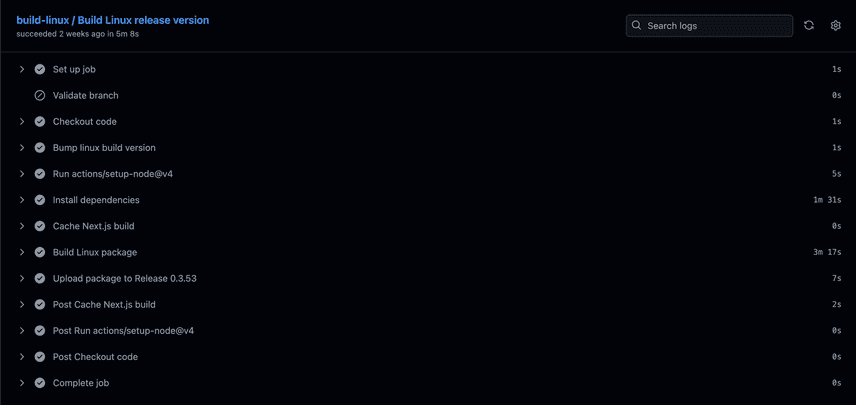 Linux Workflow Run