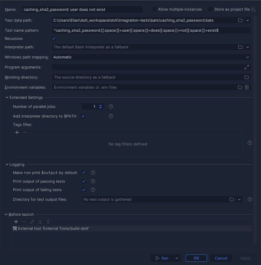 Goland Run Configuration Window