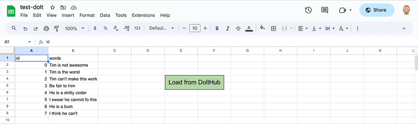 Google Sheet Start