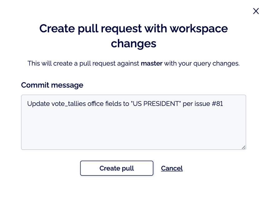 Workspace create pull request