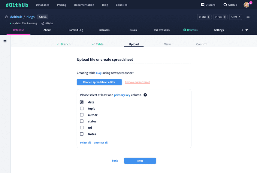 Choose primary key