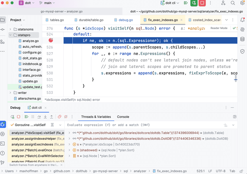 start debugging