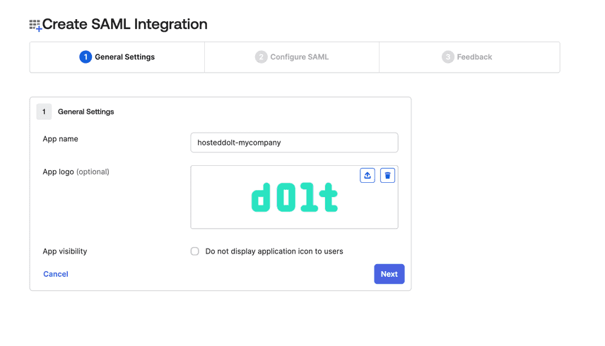 Okta create SAML integration general settings