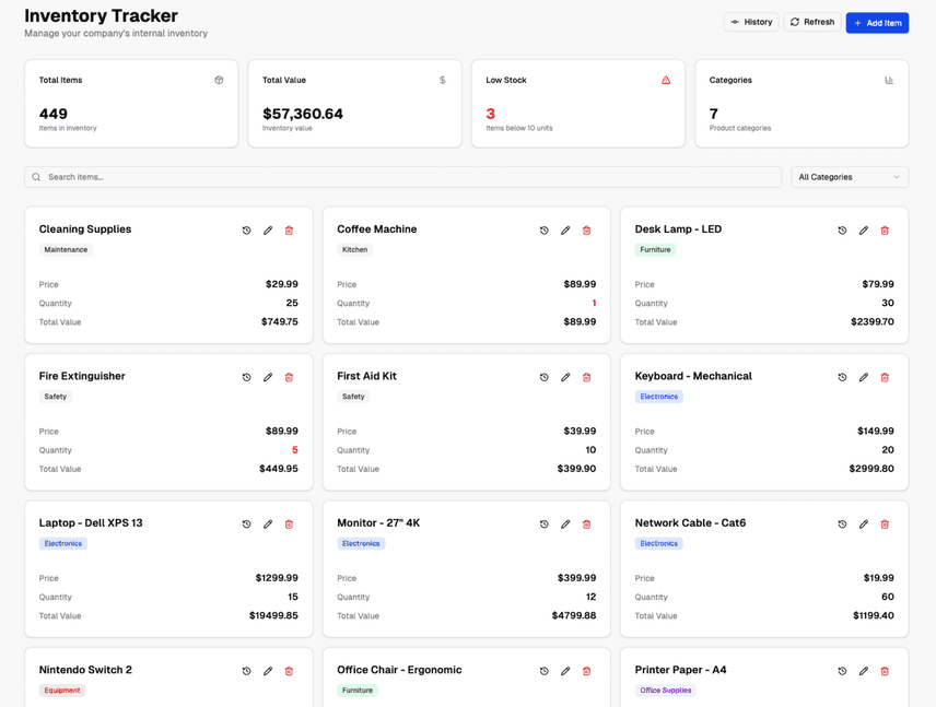 Vercel v0.app Inventory Tracking App