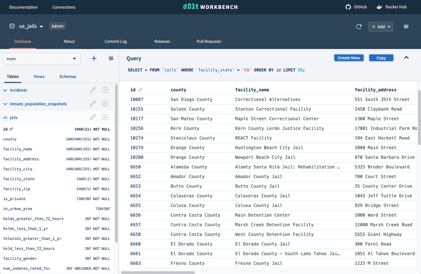 Modern, web-based table browser