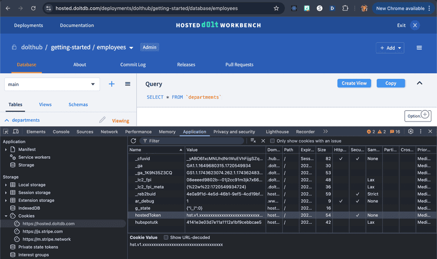 Application tab cookie