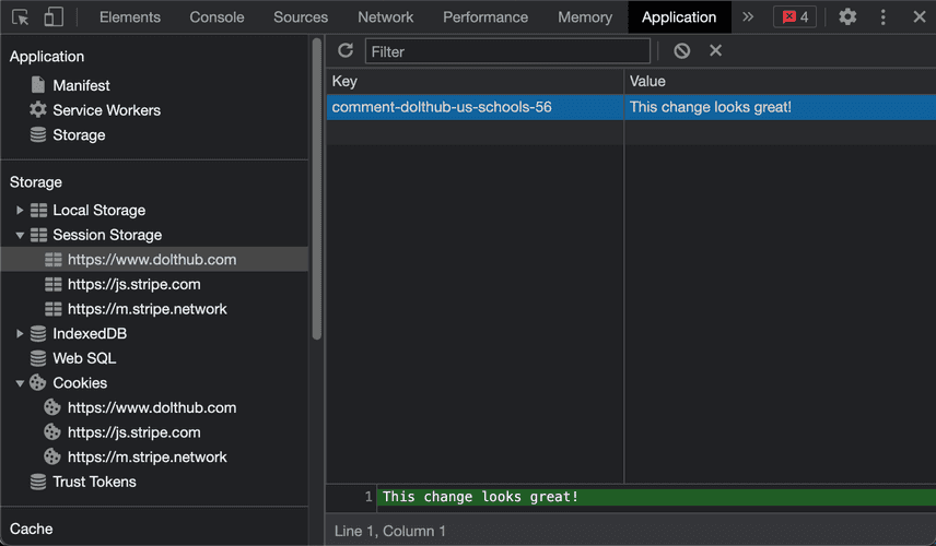 Session storage comment