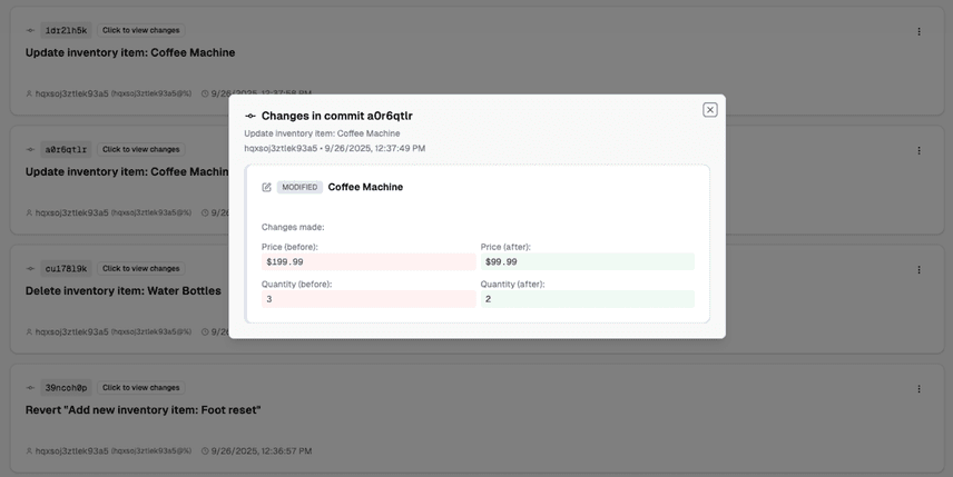 v0.app: Add item history prompt