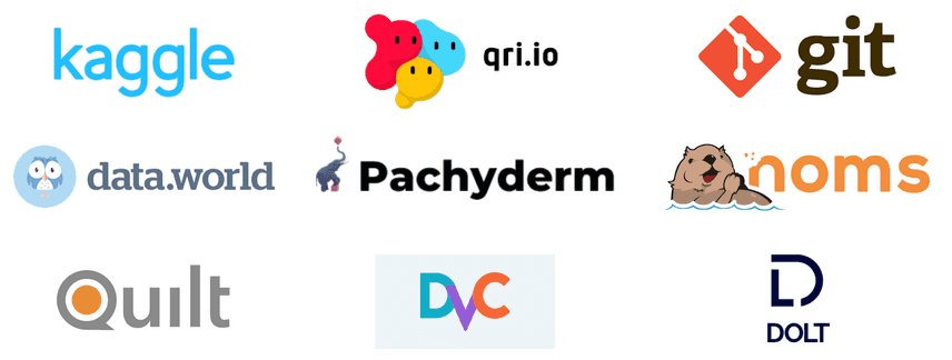 Logos of some products that might be "Git for data"