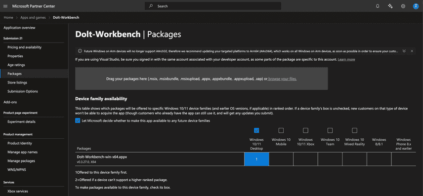 Upload new package