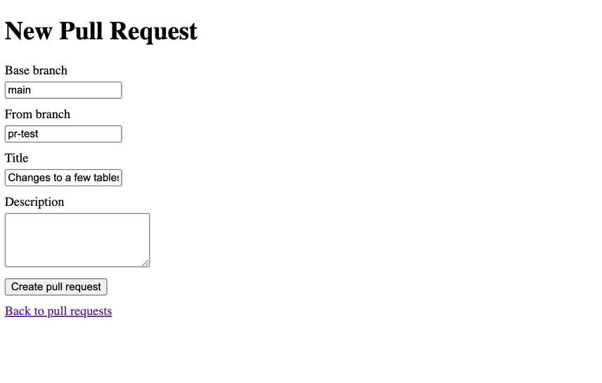 Pull request form