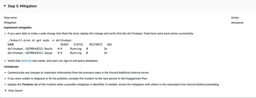 Runbook Mitigation Stage