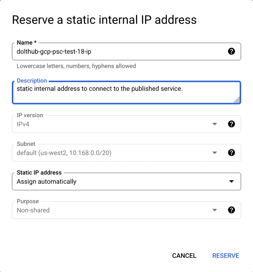 Create IP Dialog