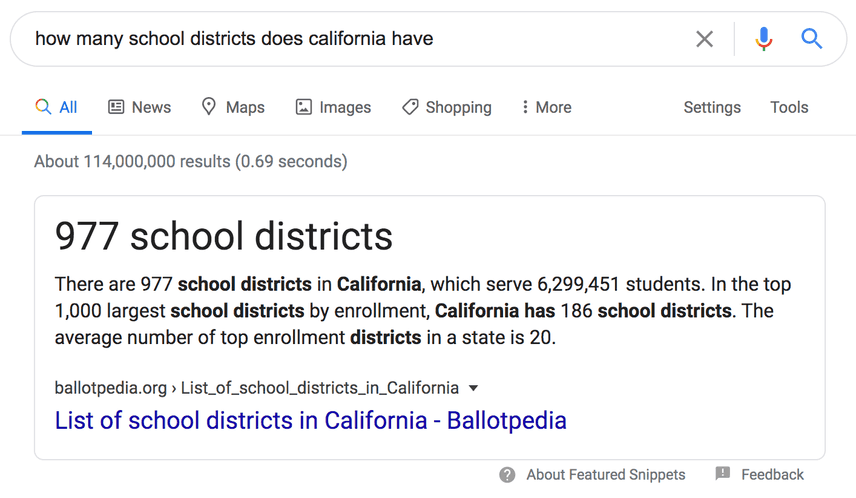 Number of CA school districts