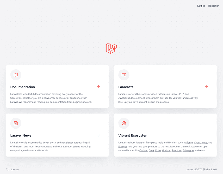 Laravel Welcome Page Screenshot