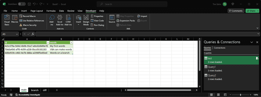 Excel Merged Changes