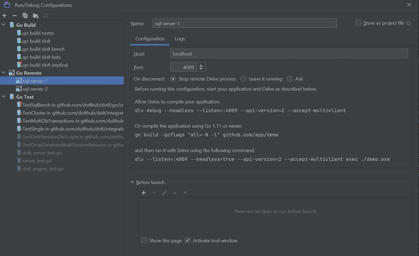 go remote configuration