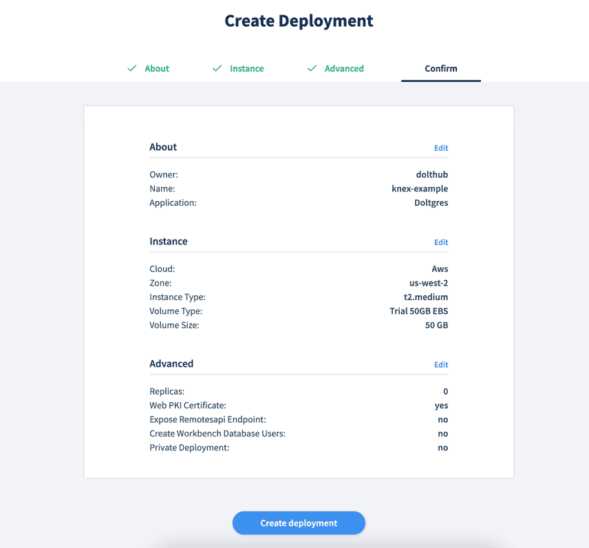 Create deployment