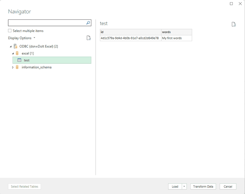 Excel Data Preview