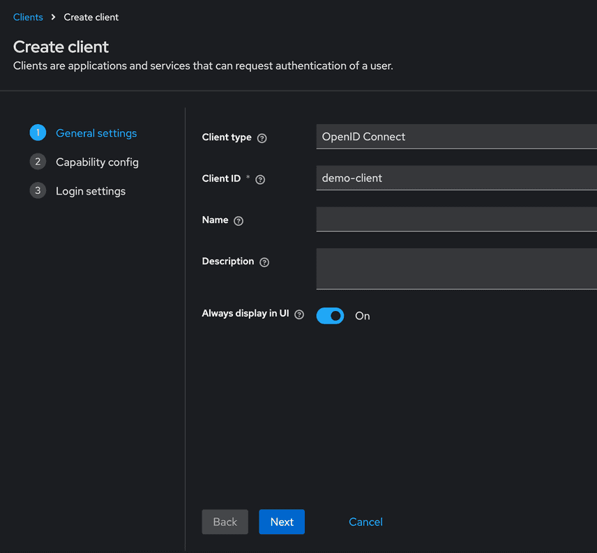 Keycloak create client 1