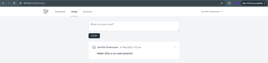 Laravel chirp in main in with Doltgres