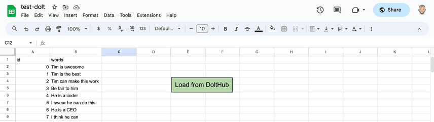 Google Sheet End