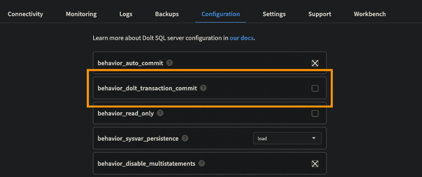Hosted Dolt Configuration: @@dolt_transaction_commit behavior