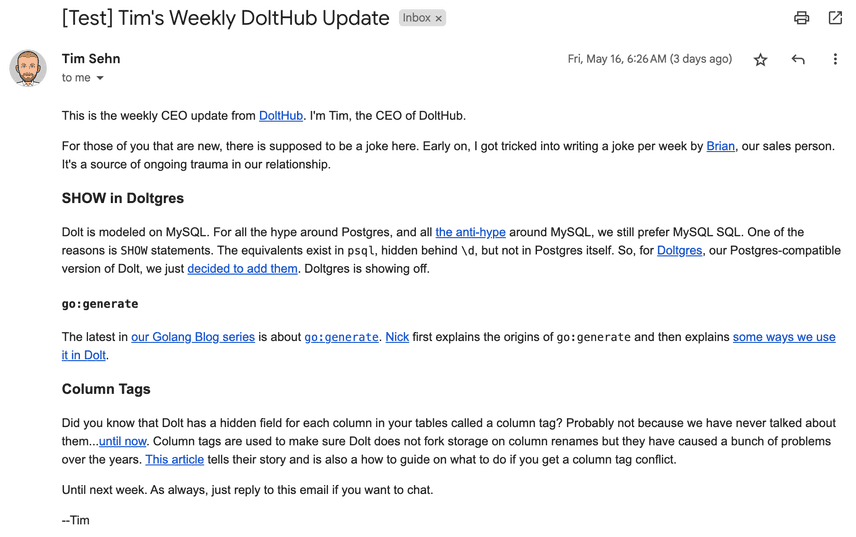 Weekly Email