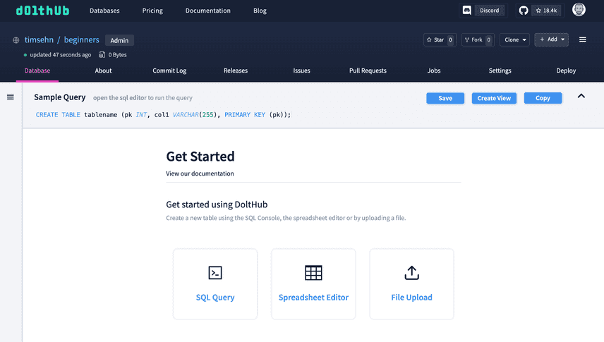 DoltHub Fresh DB