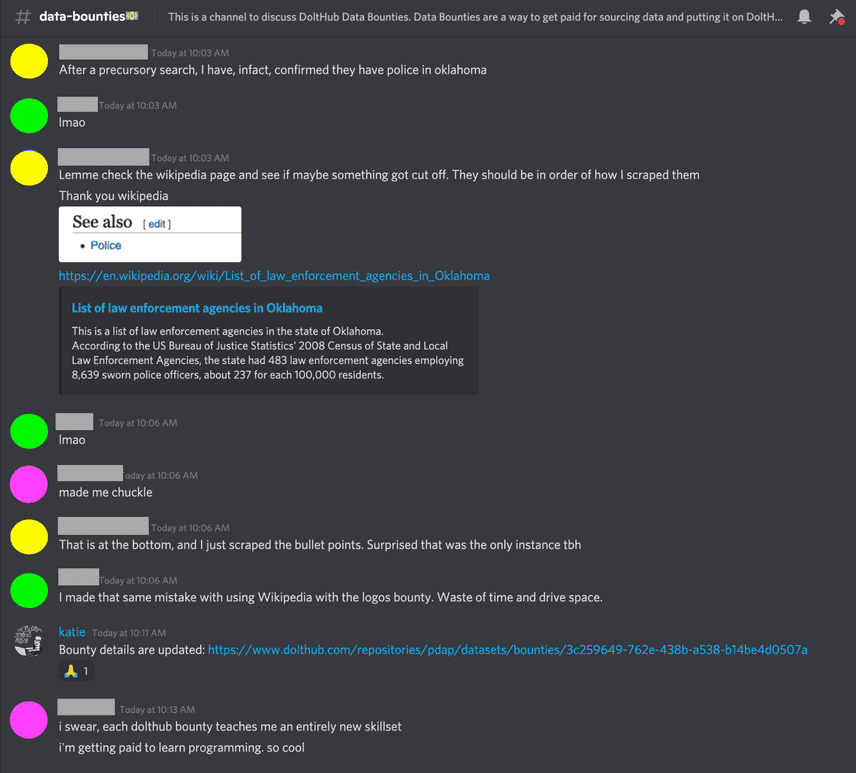 Discord transcript between bounty participants