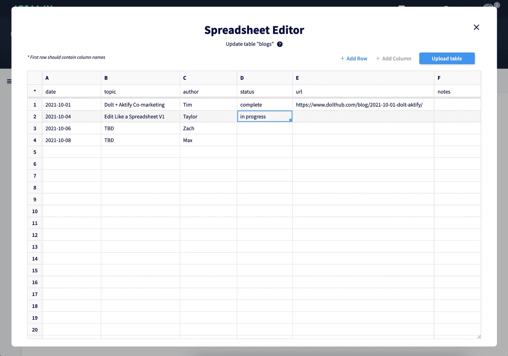 Spreadsheet